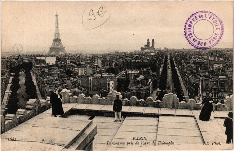 Carte postale ancienne Panorama pris de l'Arc de Triomphe à Paris 16e