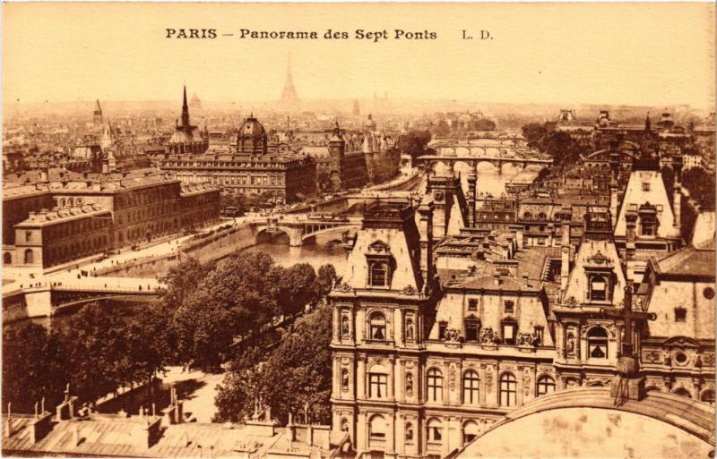 Carte postale ancienne Paris Panorama des sept Ponts