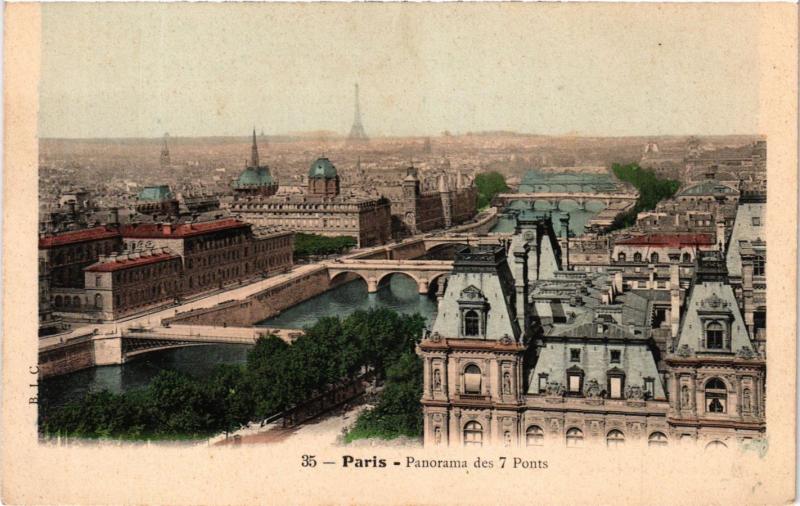 Carte postale ancienne Paris Panorama des 7 Ponts