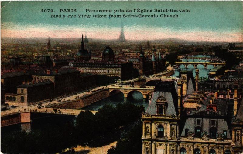 Carte postale ancienne Paris Panorama prise de l'Eglise Saint-Gervais