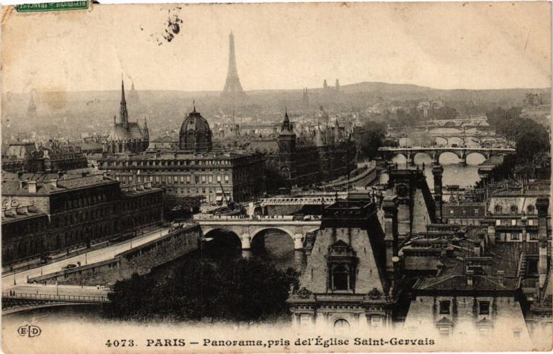 Carte postale ancienne Paris Panorama pris de l'église Saint-Gervais