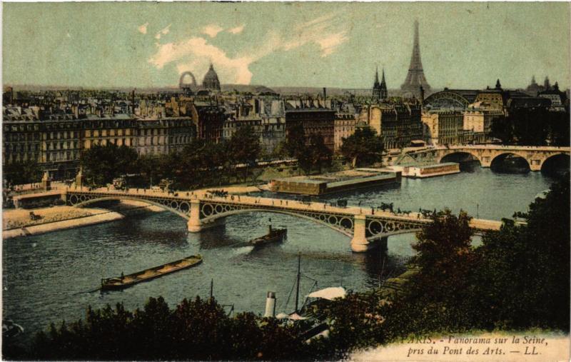 Carte postale ancienne Paris Panorama sur la Seine, pris du Pont des Arts