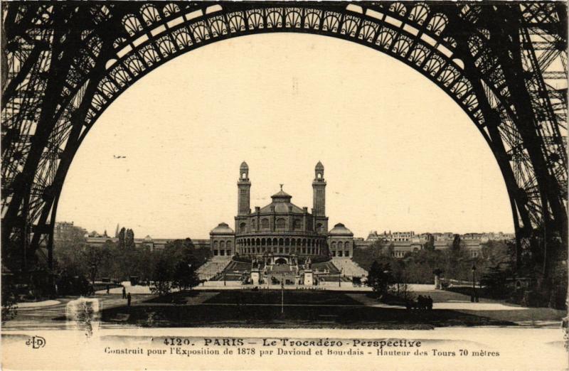 Carte postale ancienne Le Trocadéro - Perspective à Paris 7e