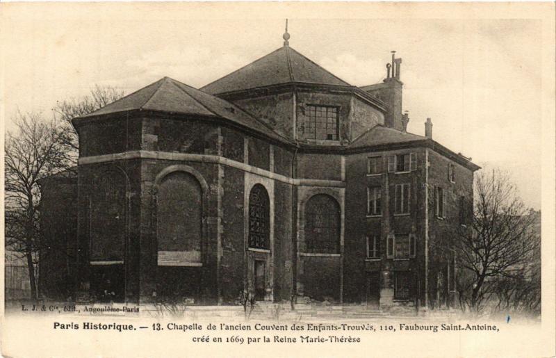 Carte postale ancienne Chapelle de l'ancien Couvent des Enfants-Trouvés - Faubourg Saint-Antoine à Paris 12e