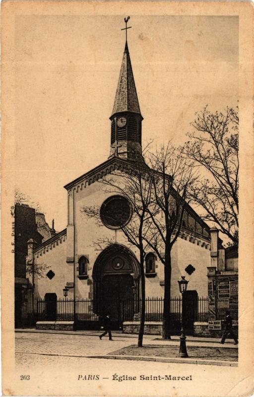 Carte postale ancienne Eglise Saint-Marcel à Paris 13e