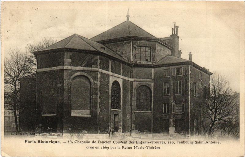 Carte postale ancienne Chapelle de l'ancien Couvent des Enfants-Trouvés - Faubourg Saint-Antoine à Paris 12e