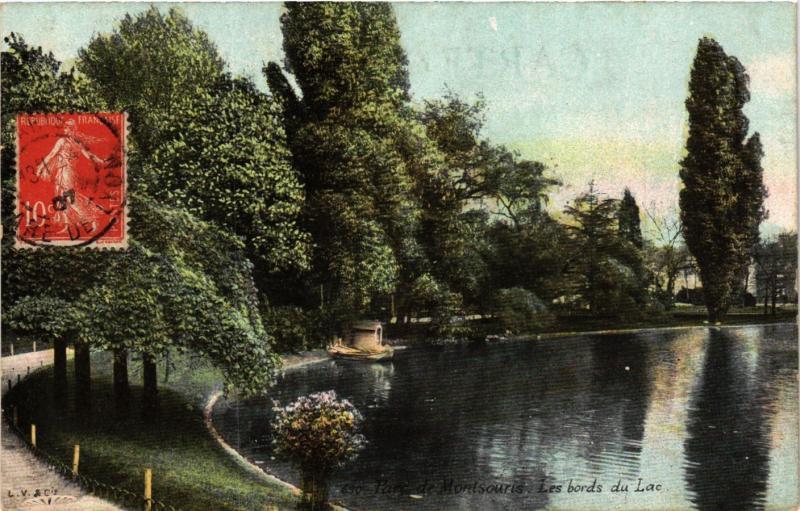Carte postale ancienne Parc de Montsouris - Les bords du Lac à Paris 14e