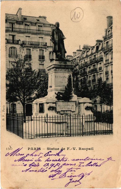 Carte postale ancienne Statue de F.-V. Raspail à Paris 14e