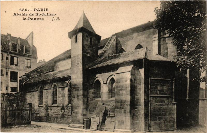 Carte postale ancienne Paris 5e-Abside de Saint Julien le Pauvre à Paris 5e