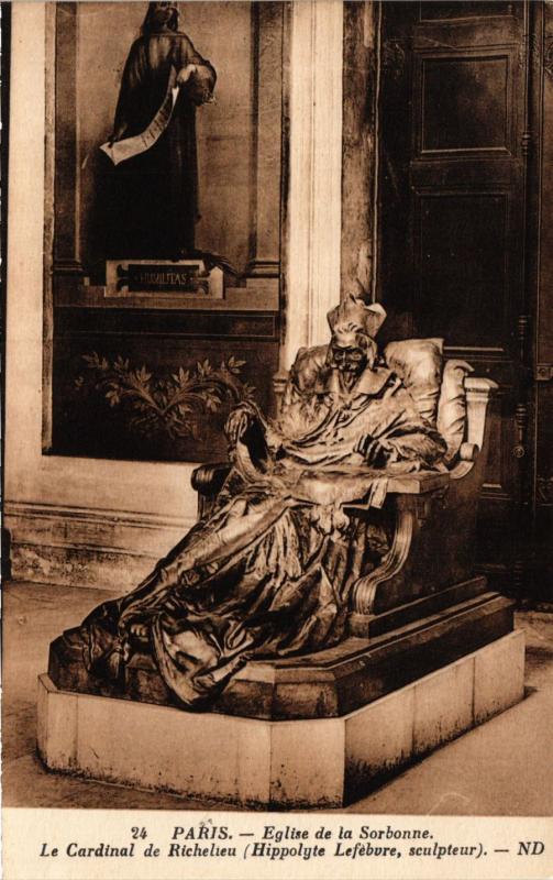 Carte postale ancienne Paris 5e-Eglise de la Sorbonne-Le Cardinal de Richelieu à Paris 5e