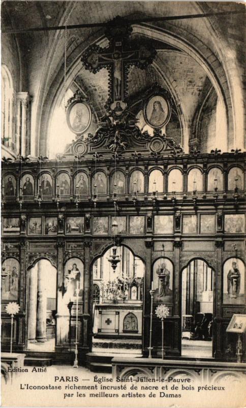 Carte postale ancienne Paris 5e-Eglise Saint Julien le Pauvre-L'Iconostase richement à Paris 5e