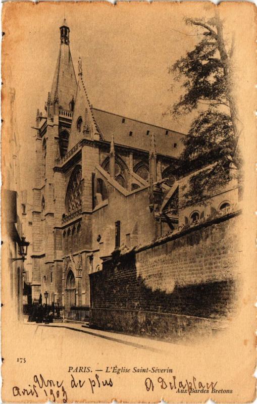 Carte postale ancienne Paris 5e-Eglise Saint Séverin à Paris 5e