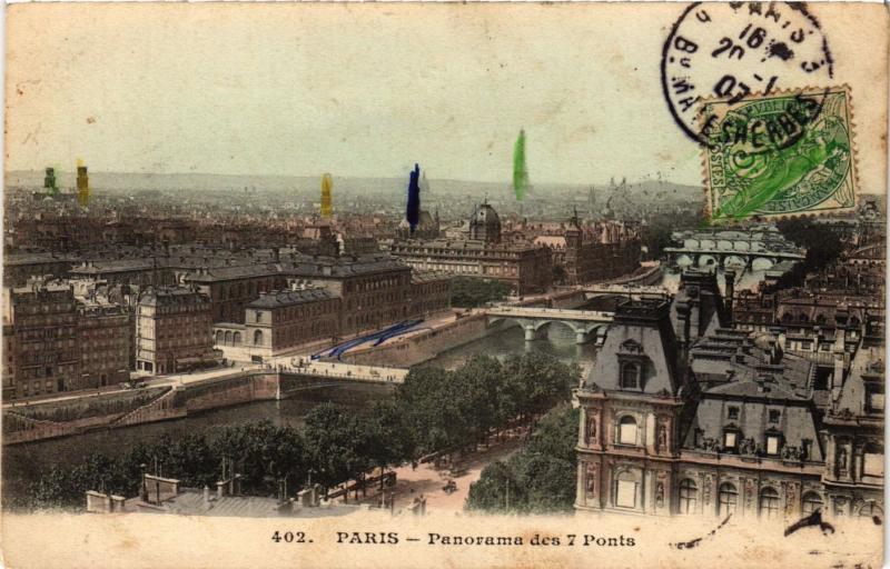 Carte postale ancienne Paris Panorama des 7 Ponts