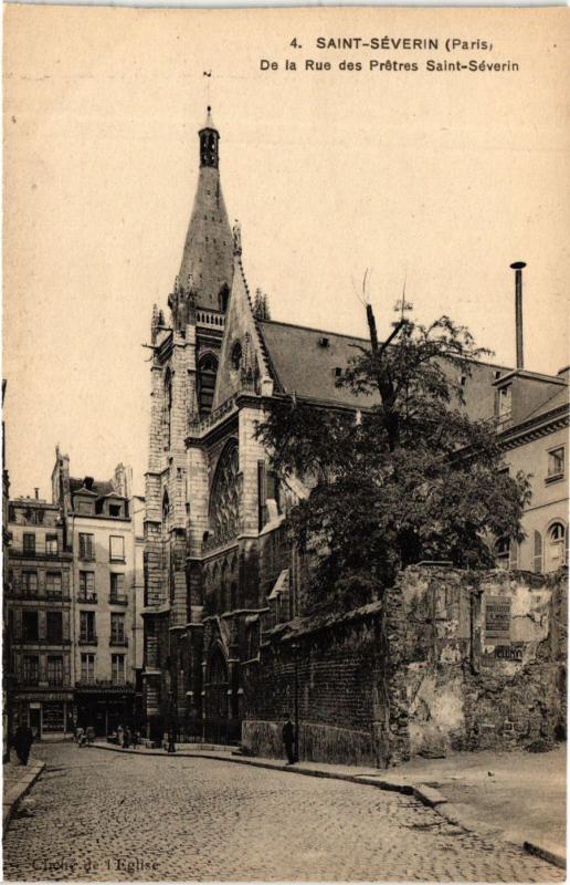 Carte postale ancienne Paris 5e-Eglise Saint Séverin-De la Rue des Prétres Saint-Séverin à Paris 5e