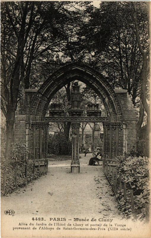 Carte postale ancienne Paris 5e-Musée de Cluny-Allée du Jardin de l'Hótel de Cluny à Paris 5e
