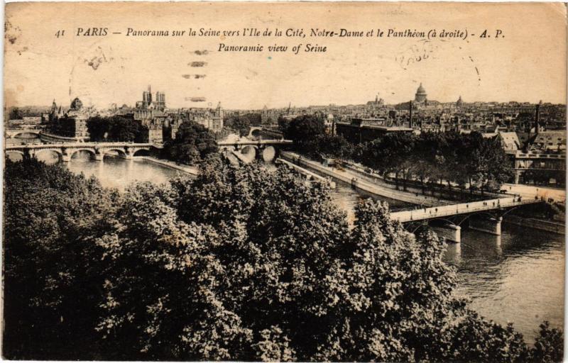 Carte postale ancienne Paris Panorama sur la Seine