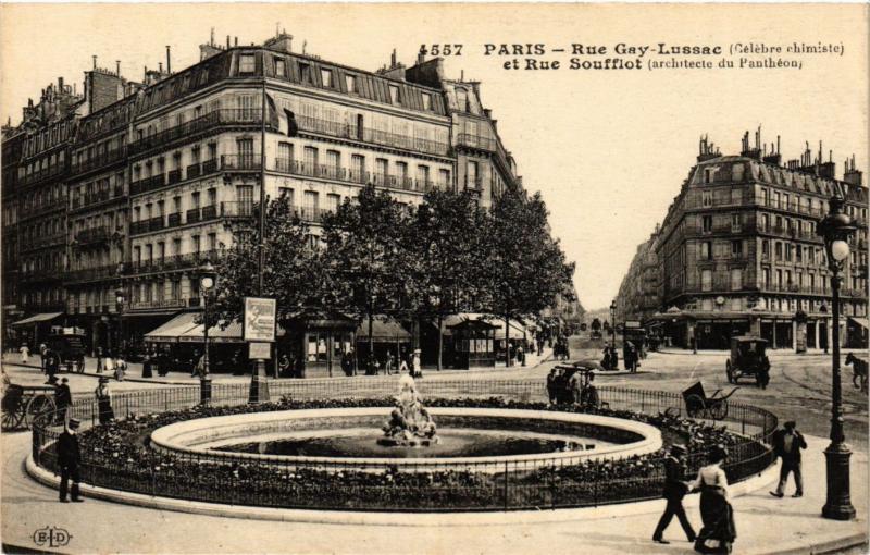 Carte postale ancienne Paris 5e-Rue Gay Lussac et Rue Soufflot à Paris 5e