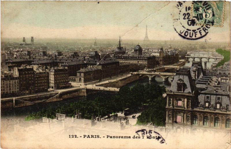Carte postale ancienne Paris Panorama des 7 Ponts