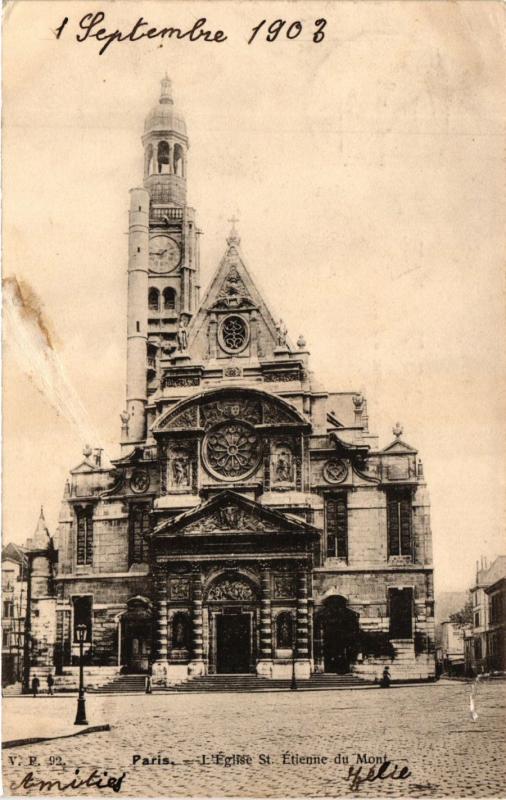 Carte postale ancienne Paris 5e-Eglise Saint-Etienne du Mont à Paris 5e