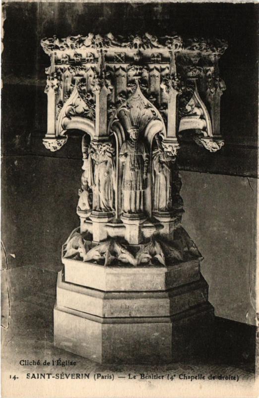 Carte postale ancienne Paris 5e-Saint Severin-Le Bénitier à Paris 5e