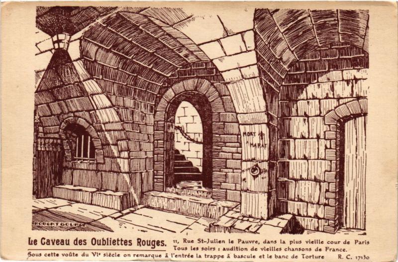 Carte postale ancienne Paris 5e-Le Caveau des Oubliettes Rouges à Paris 5e