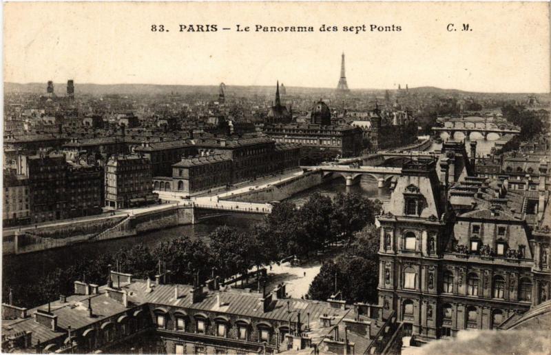 Carte postale ancienne Paris Panorama des 7 Ponts