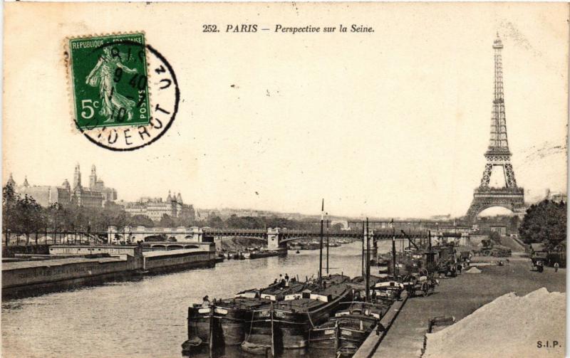 Carte postale ancienne Paris Perspective sur la Seine