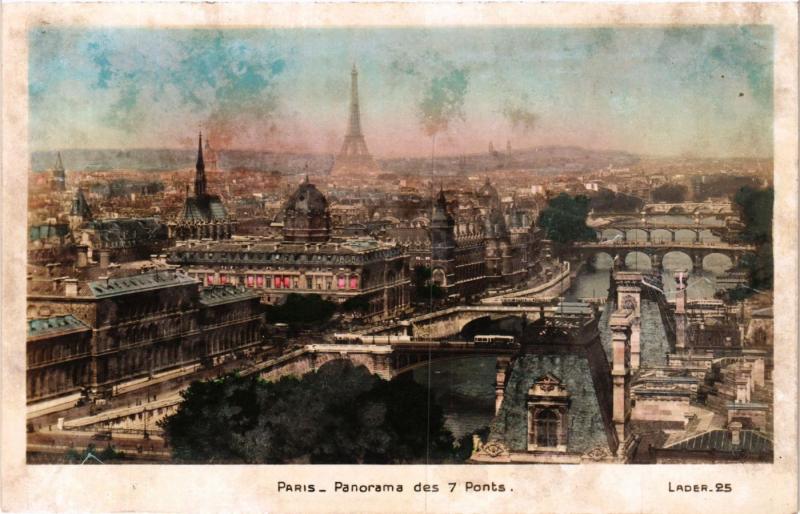 Carte postale ancienne Paris Panorama des 7 Ponts