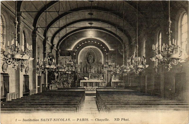 Carte postale ancienne Institution Saint-Nicolas - Chapelle à Paris 6e