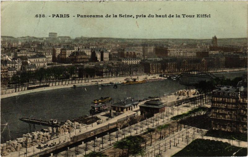 Carte postale ancienne Paris Panorama de la Seine pris du haut de la Tour Eiffel