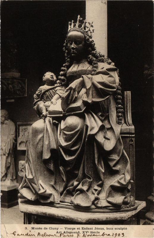 Carte postale ancienne Paris 5e-Musée de Cluny-Vierge et Enfant Jésus à Paris 5e