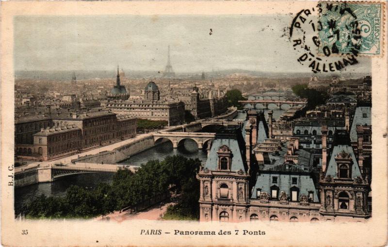 Carte postale ancienne Paris Panorama des 7 Ponts