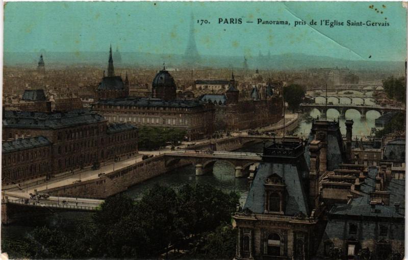 Carte postale ancienne Paris Panorama pris de l'église Saint-Gervais
