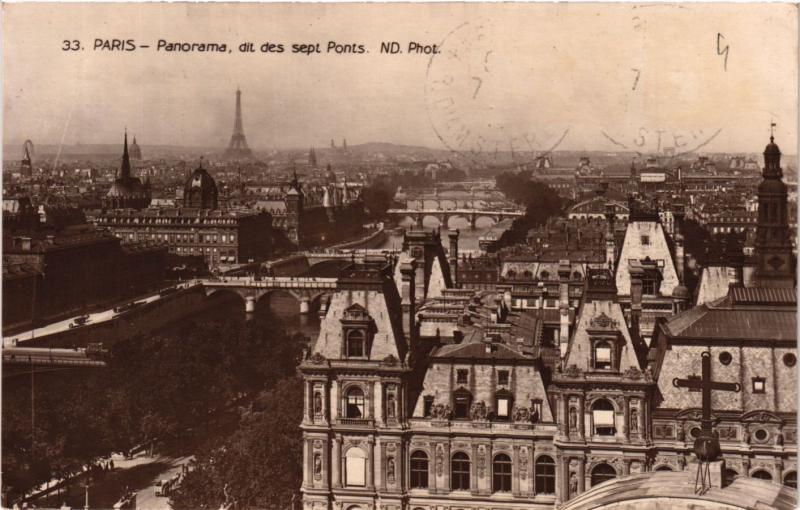 Carte postale ancienne Paris Panorama dit des sept ponts
