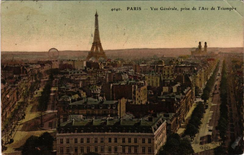 Carte postale ancienne Vue Générale, prise de l'Arc de Triomphe à Paris 16e