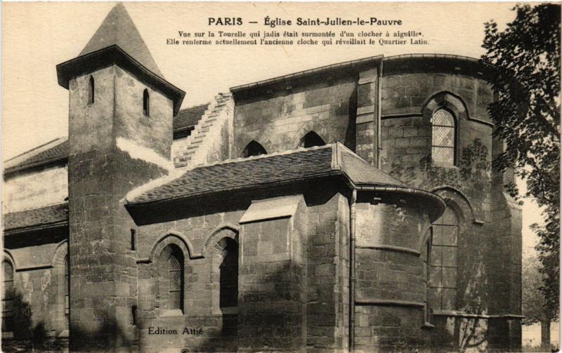 Carte postale ancienne Paris 5e-Eglise Saint Julien Le Pauvre à Paris 5e