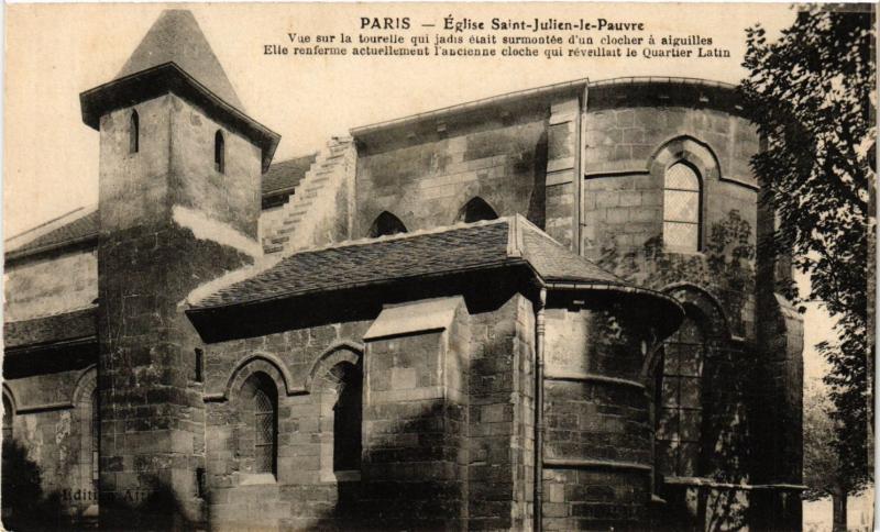 Carte postale ancienne Paris 5e-Eglise Saint Julien le Pauvre à Paris 5e