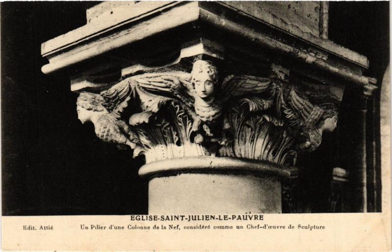 Carte postale ancienne Paris 5e-Eglise Saint Julien le Pauvre-Un Pilier d'une Colonne à Paris 5e