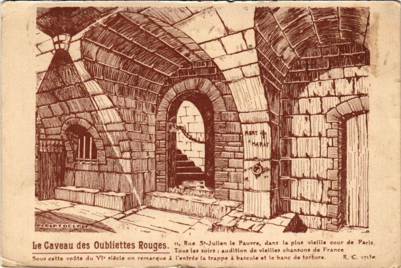 Carte postale ancienne Paris 5e-Caveau des Oubliettes Rouges à Paris 5e