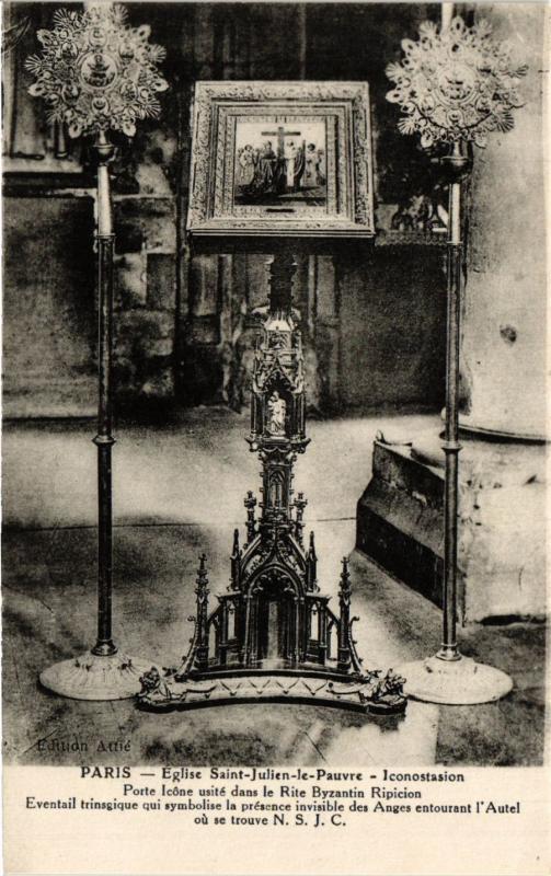 Carte postale ancienne Paris 5e-Eglise Saint Julien le Pauvre-Iconostasion à Paris 5e