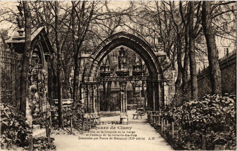 Carte postale ancienne Paris 5e-Square de Cluny-Porte de la Chapelle de la Vierge à Paris 5e