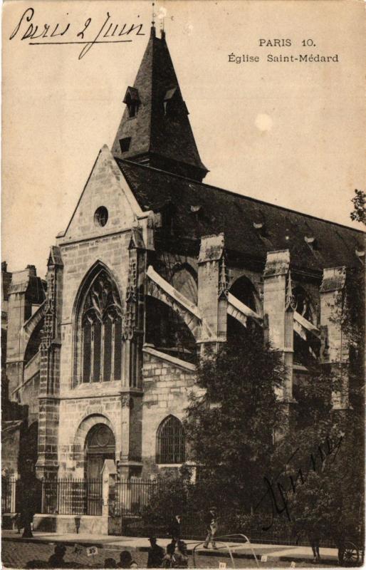 Carte postale ancienne Paris 5e-Eglise Saint Médard à Paris 5e