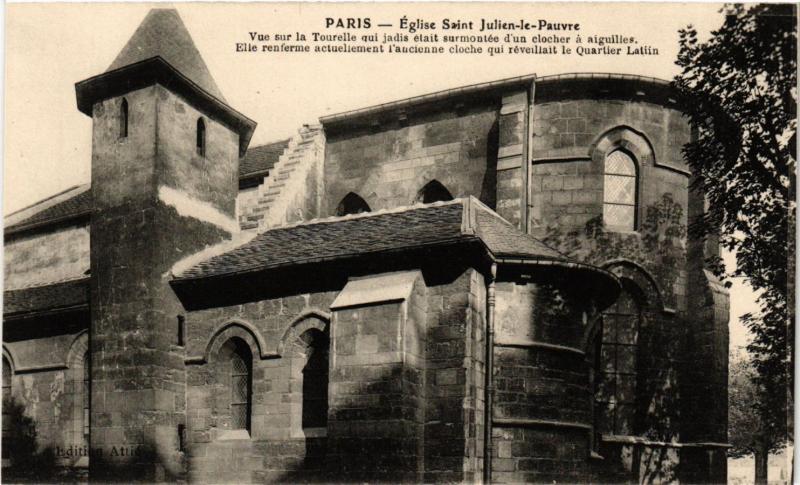 Carte postale ancienne Paris 5e-Eglise Saint Julien le Pauvre à Paris 5e