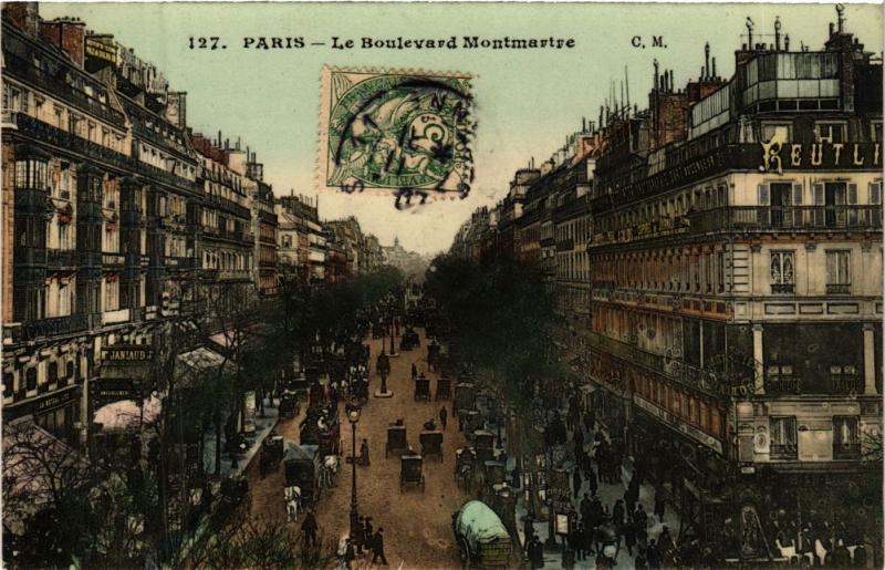 Carte postale ancienne Paris 2e-Le Boulevard Montmartre à Paris 2e