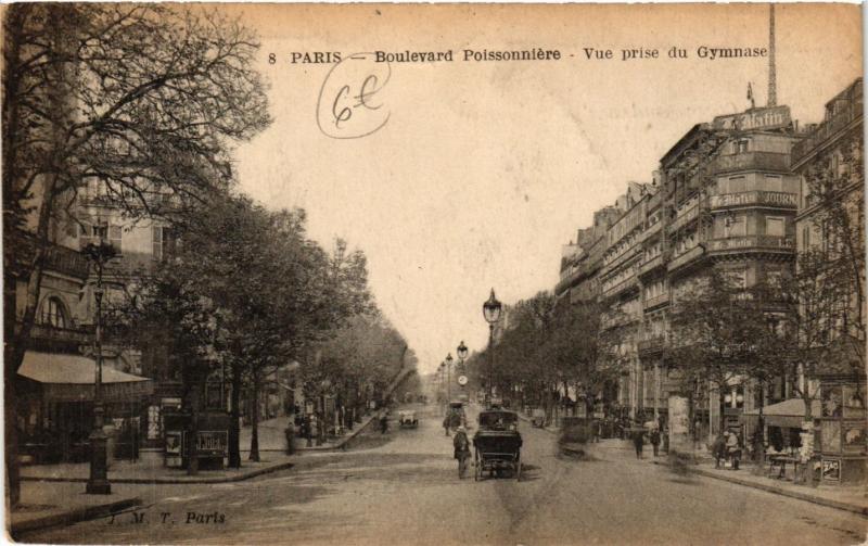 Carte postale ancienne Paris 2e-Boulevard Poissonniére à Paris 2e