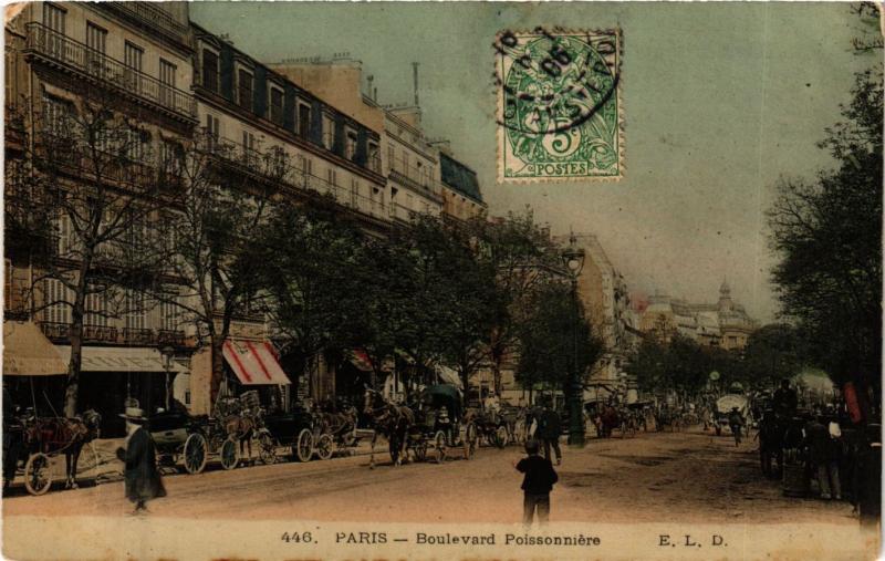 Carte postale ancienne Paris 2e-Boulevard Poissonniére à Paris 2e