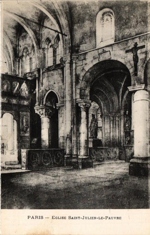 Carte postale ancienne Paris 5e-Eglise Saint Julien le Pauvre à Paris 5e