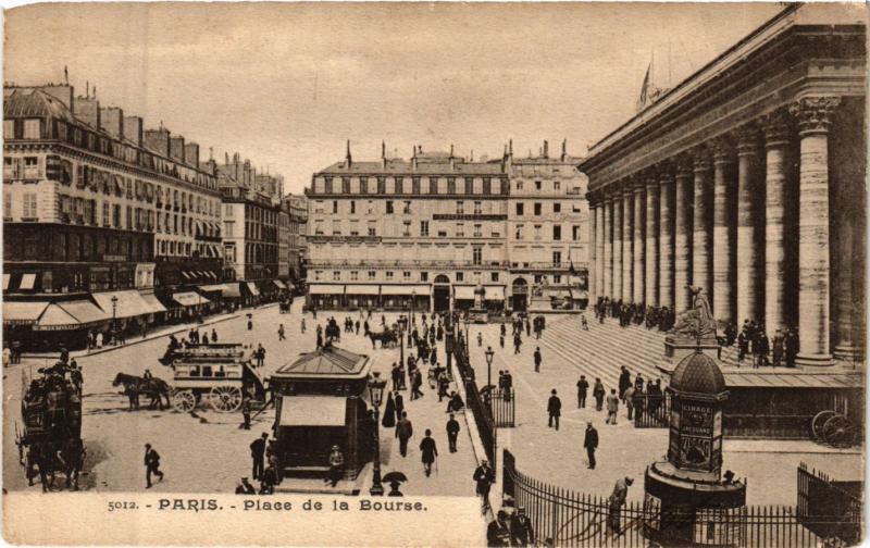 Carte postale ancienne Paris 2e-Place de la Bourse à Paris 2e