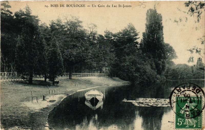 Carte postale ancienne Bois de Boulogne - Un Coin du Lac Saint-James à Neuilly-sur-Seine