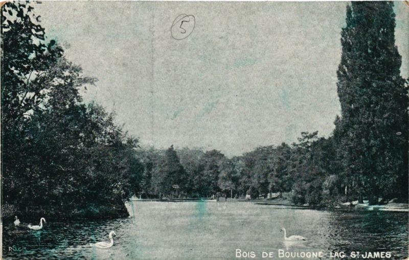 Carte postale ancienne Bois de Boulogne - Lac Saint-James à Paris 16e